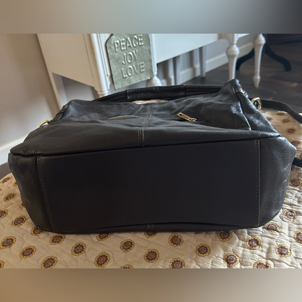 Vera Pelle Large Black Leather Bag Made in Italy - Picture 3 of 5
